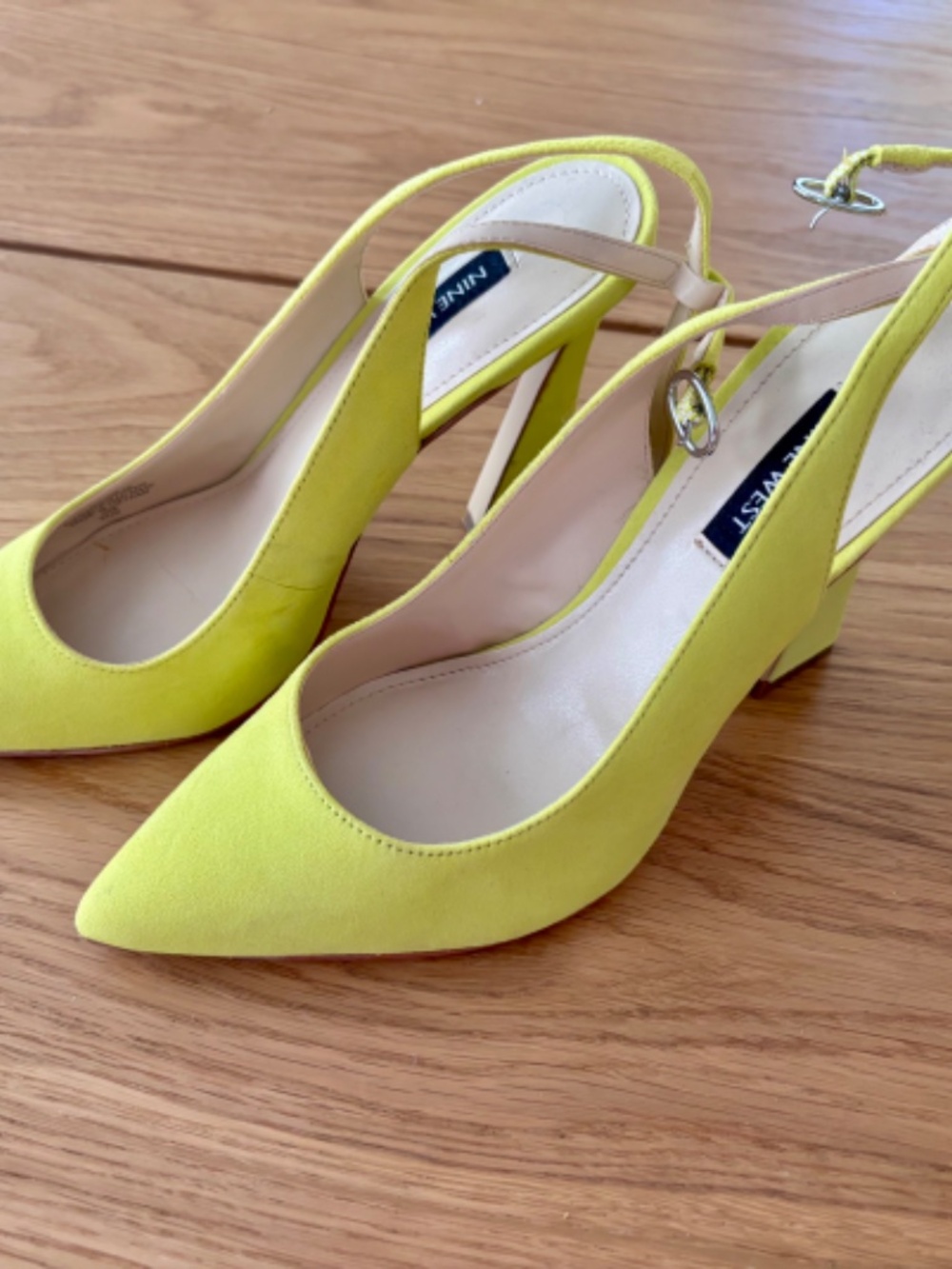 Nine West Pointed-Toe Ankle Strap Heels – Women's Size 7 | Lime Yellow - Picture 2 of 5